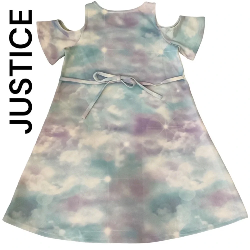 New without tags Justice Unicorn Kitty Cold shoulders dress (pink, purple, blue)